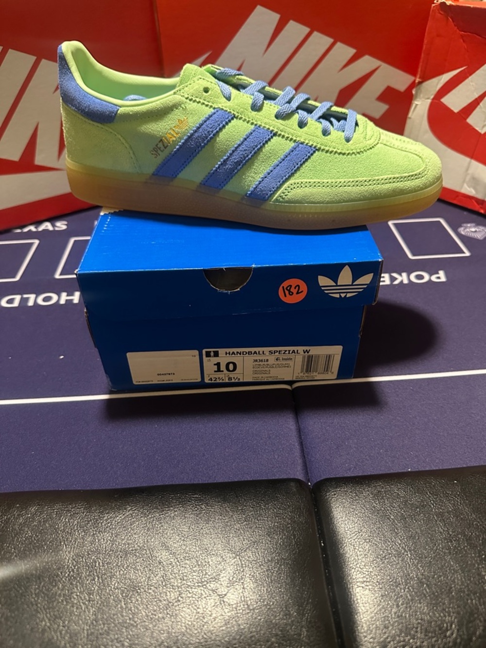 adidas Handball Spezial Women’s Lime Green with Blue Accents